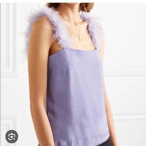 Staud Mariah Feather Tank Top Blouse in Lilac Purple